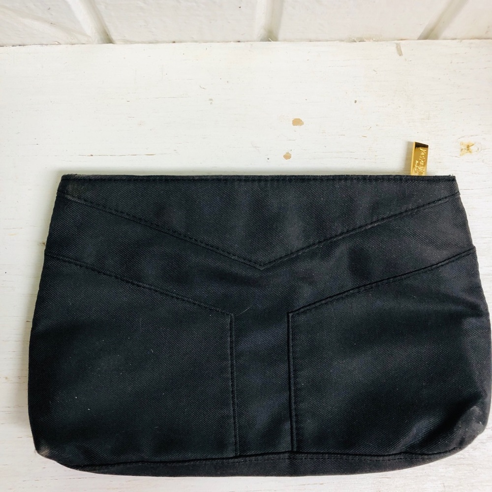 Yves Saint Laurent YSL Black Iconic Logo Pouch Cosmetic Makeup Bag Perfume - Picture 4 of 7